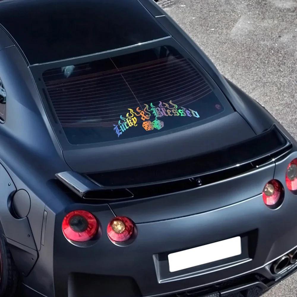 Samolepka na auto Šťastná & Požehnaná Vodotěsná Vinylová Samolepka DIY Karoserie Dveře Okno Čelní sklo Banner Auto Vnější Dekorace Příslušenství