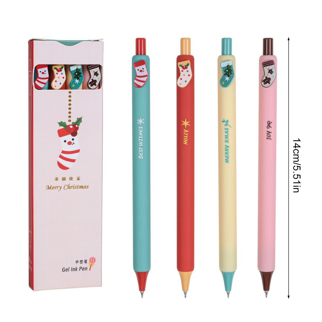 4 Pcs/Set Christmas Gel Pen 0.5mm Neutral Pen Gel Ink Pen Signature Pen Stationery Pen School Supplies for Writing