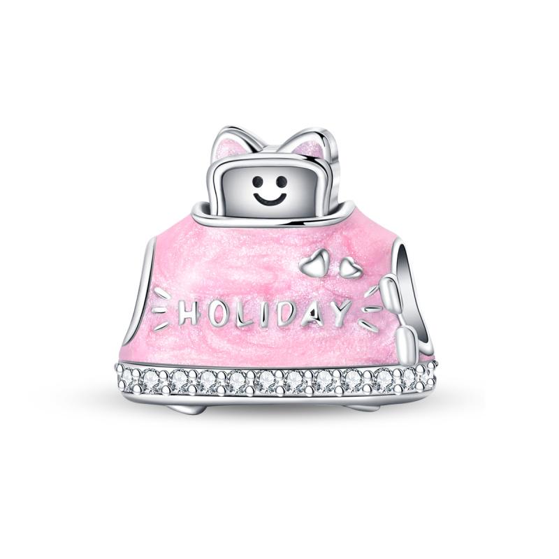 925 silver bag, camera, shoes, suitable for bracelets, women's fashion, DIY jewelry gifts