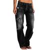 Dame High Waist Rett Løs Blonder Stretch Lett Mote Jeans