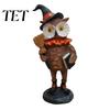 Holiday Fireplace Mantel Decor Wooden Halloween Resin Figurines, Pumpkin Scarecrow Wizard Owl Black Cat Atmospheric Festival Ornaments Statue, Rustic