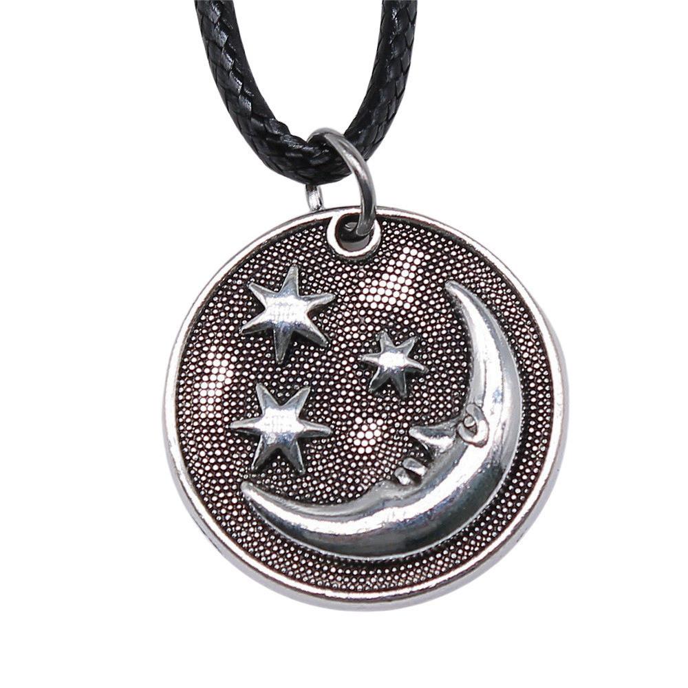Star Pendant Necklace Vintage Minimalist Moon Sun Charms Cosmic Jewelry With 45cm Leather Chain