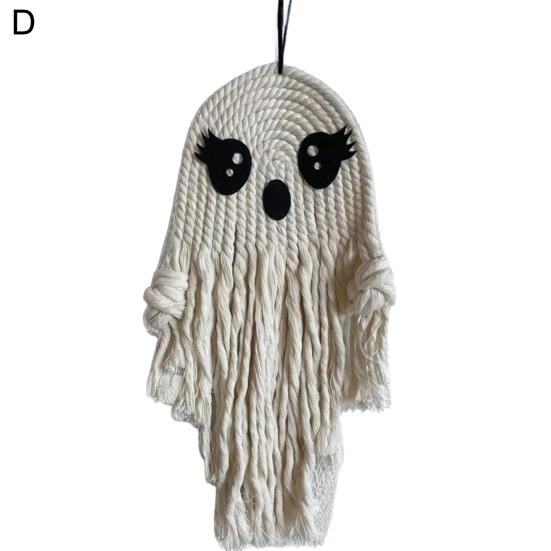 Halloween Ghost Wall Hanging Decoration Boho Handwoven Cotton Rope Ghost