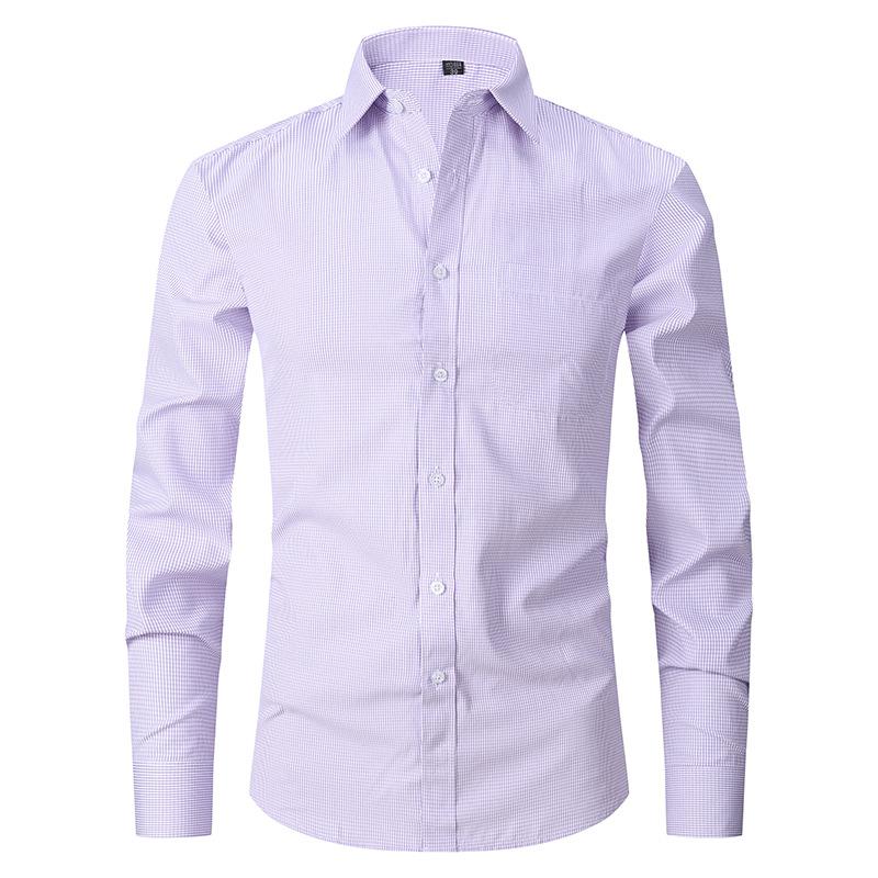 Chemise habillée décontractée à manches longues unie pour homme grande taille