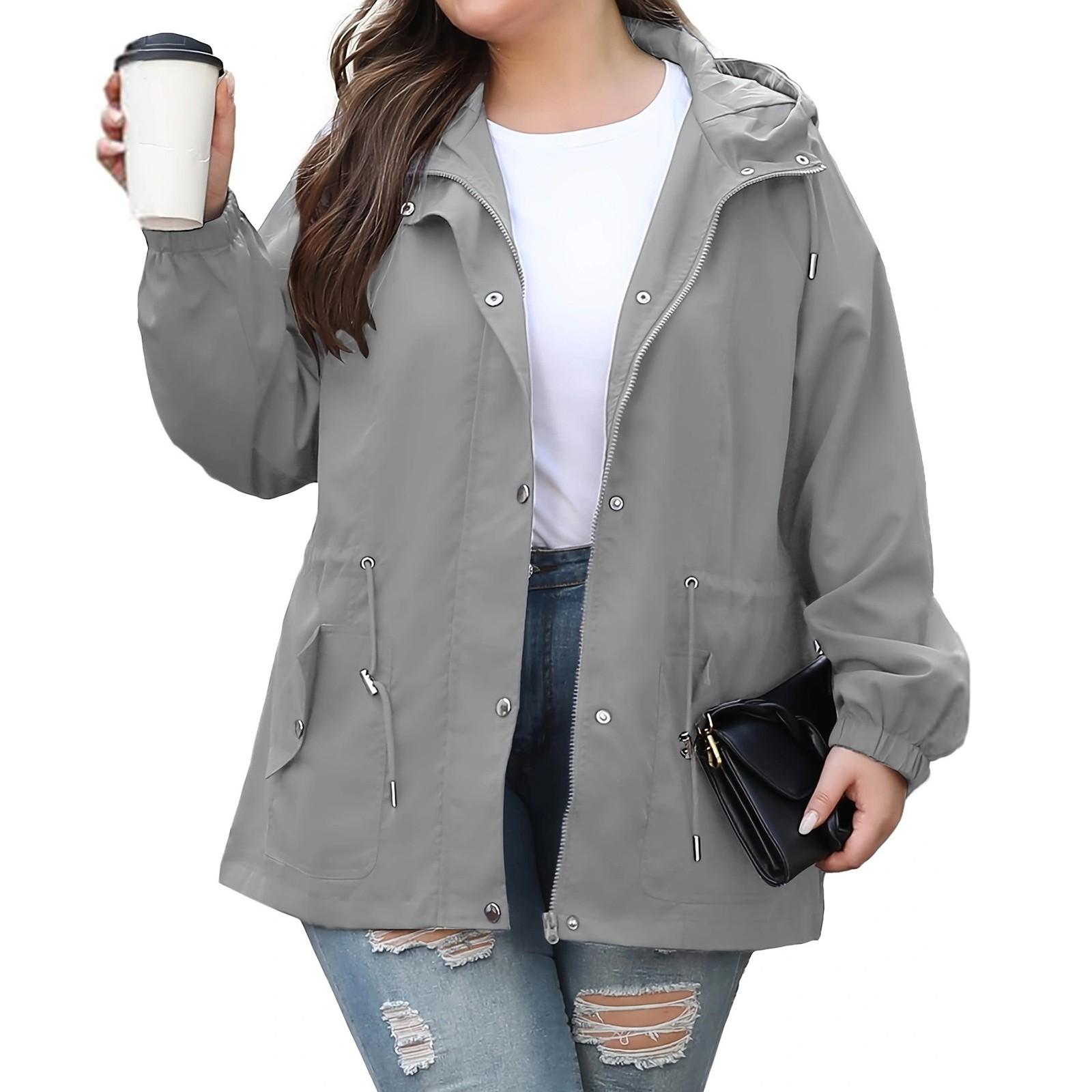 

Женская мода больших размеров однотонная толстовка с капюшоном с длинными рукавами для улицы тонкая водонепроницаемая спортивная куртка для бега куртка-пулемет XL