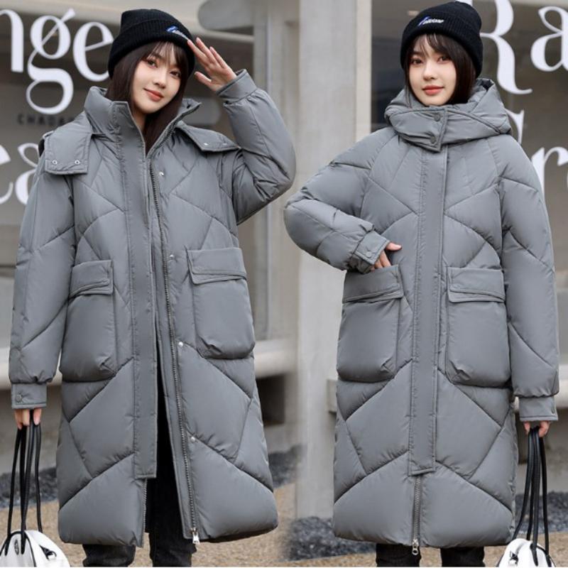 2025 new thickened down jacket cotton coat women's loose mid-length knee-length cotton winter skirt