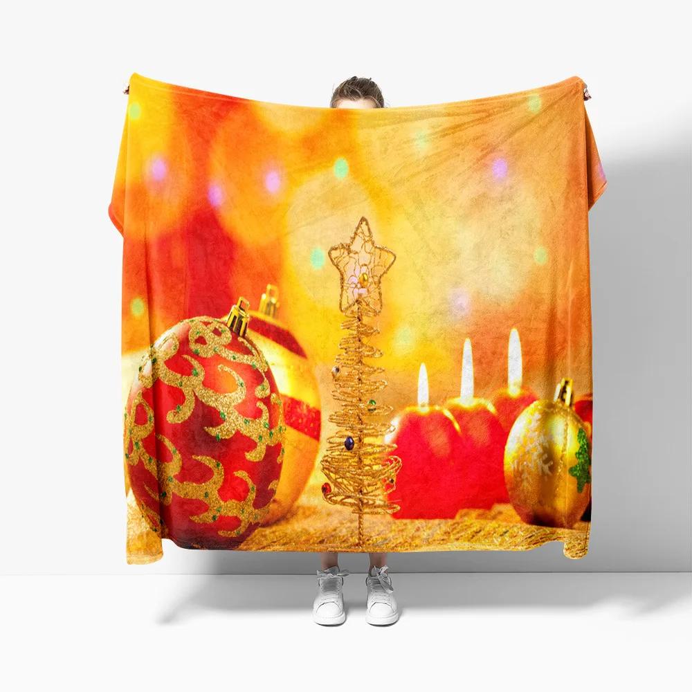 Christmas Theme Flannel Throw Blanket Christmas Tree Snowflake Pattern for Couch Bed Sofa Festival Gift for Boy Girl Lightweight