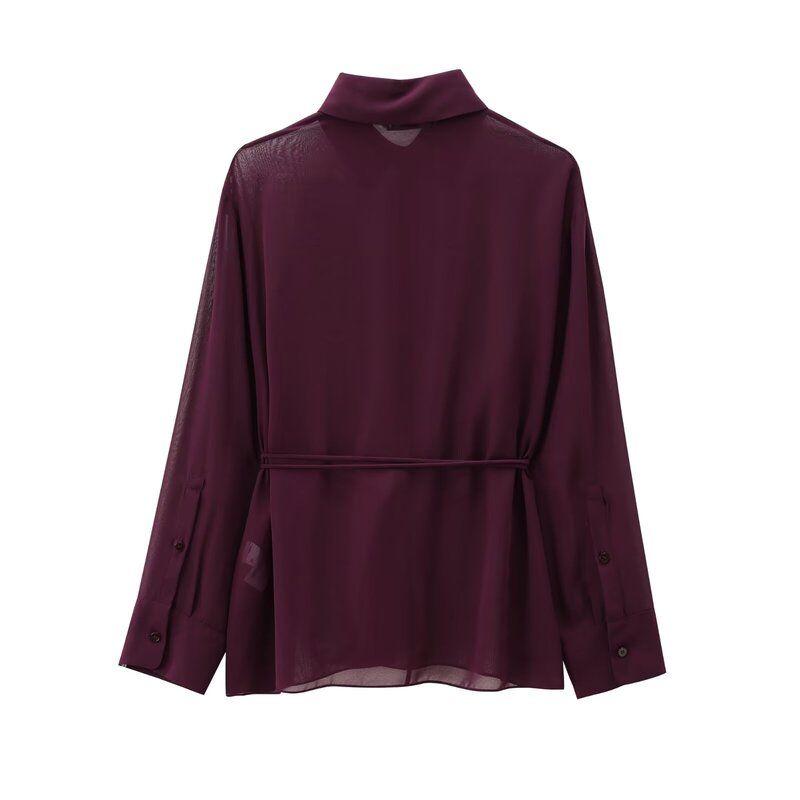 Fashion Style 2024 Fall and Winter New Women's Clothing Commuter's All-Matching Bowknot Decoration Vertical Long Sleeves Shirt 8907015
