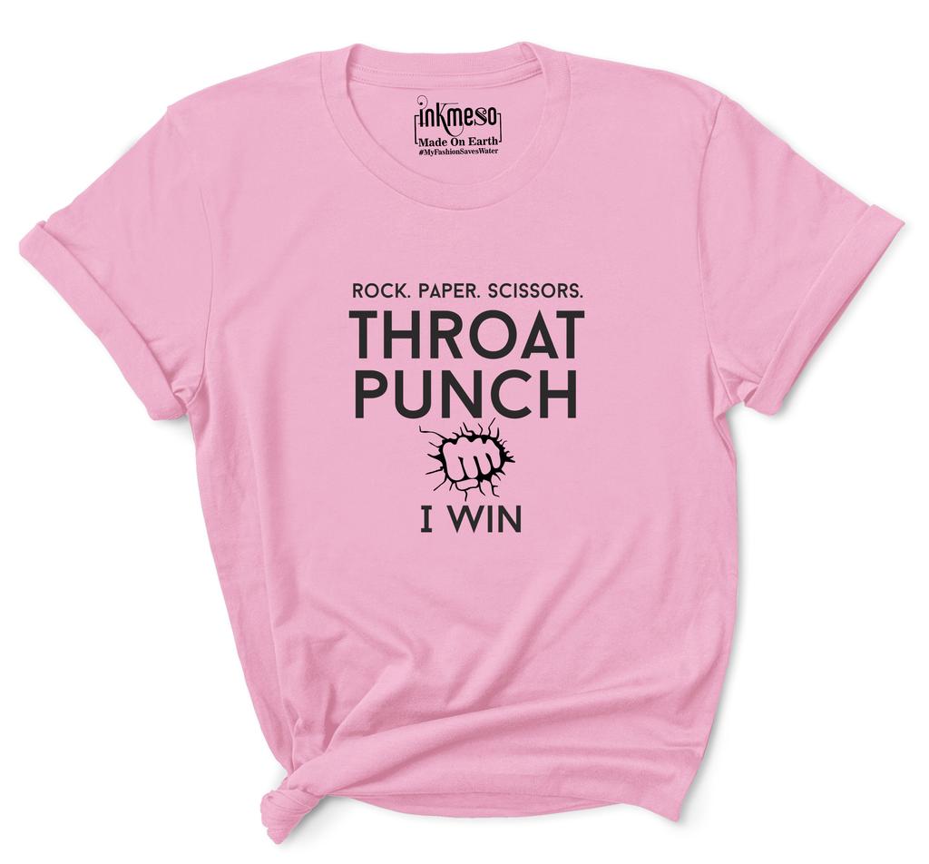 Inkmeso Tee For Womens    Rock. Paper. Scissors. Throat Punch I Win   Funny 80s 90s Retro Graphic