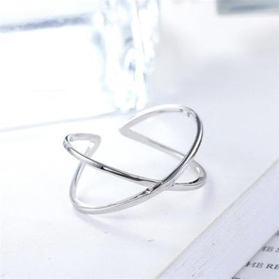 Anillos de apertura con forma de cruz sencilla y personalidad en plata de ley 925, con diseño geométrico irregular y giratorio, SR419