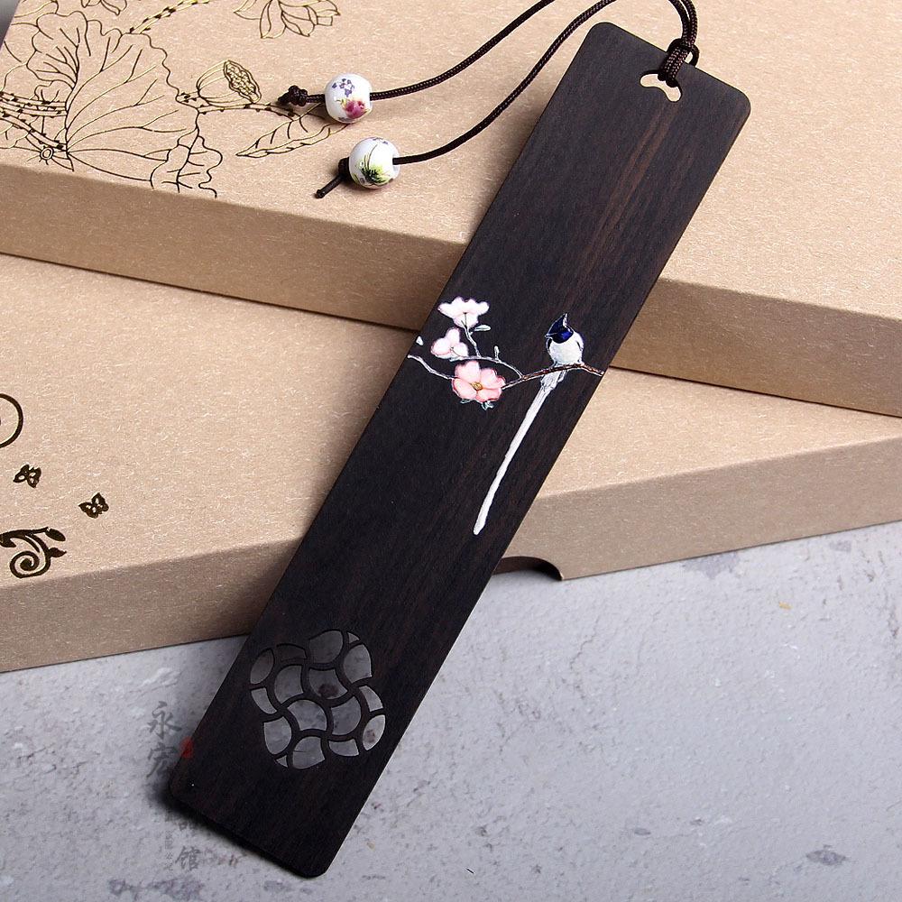 National Bookmark 14.5cm Black Bookmark Wooden Peacock Bookmark Black For School Student