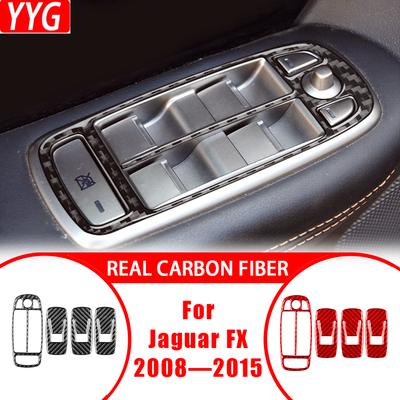 Carbon Fiber Window Control Lifting Paenl Decal Cover Trim Modification Sticker Car Interior Accessories For Jaguar XF 2008—2015