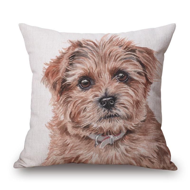 Hand Painting Dog Posters Cushion Cover Greyhound Bull Terrier Labrador Animals Portrait Pillowcase Decorative Pillows For Sofa