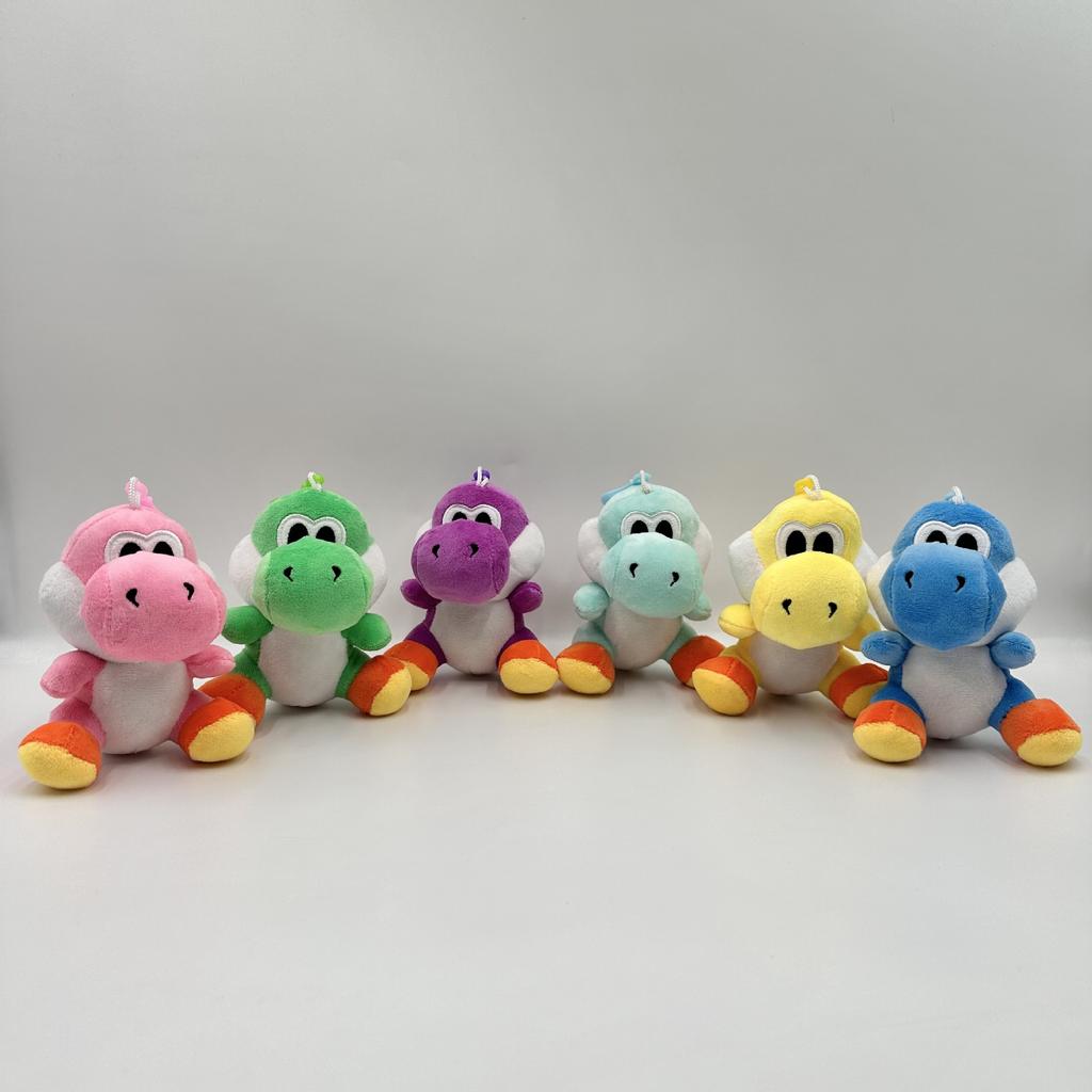 24pcs/lot 10cm Super Bros Yoshi Plush Toys key chain Yoshi Dragon Soft Stuffed Dolls bag charms gifts