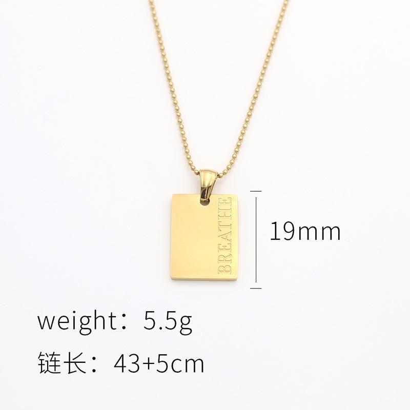 Fashion 18K Titanium Steel Collarbone Chain Women'S High Sense Diy Glossy Letter Square Brand Pendant Necklace