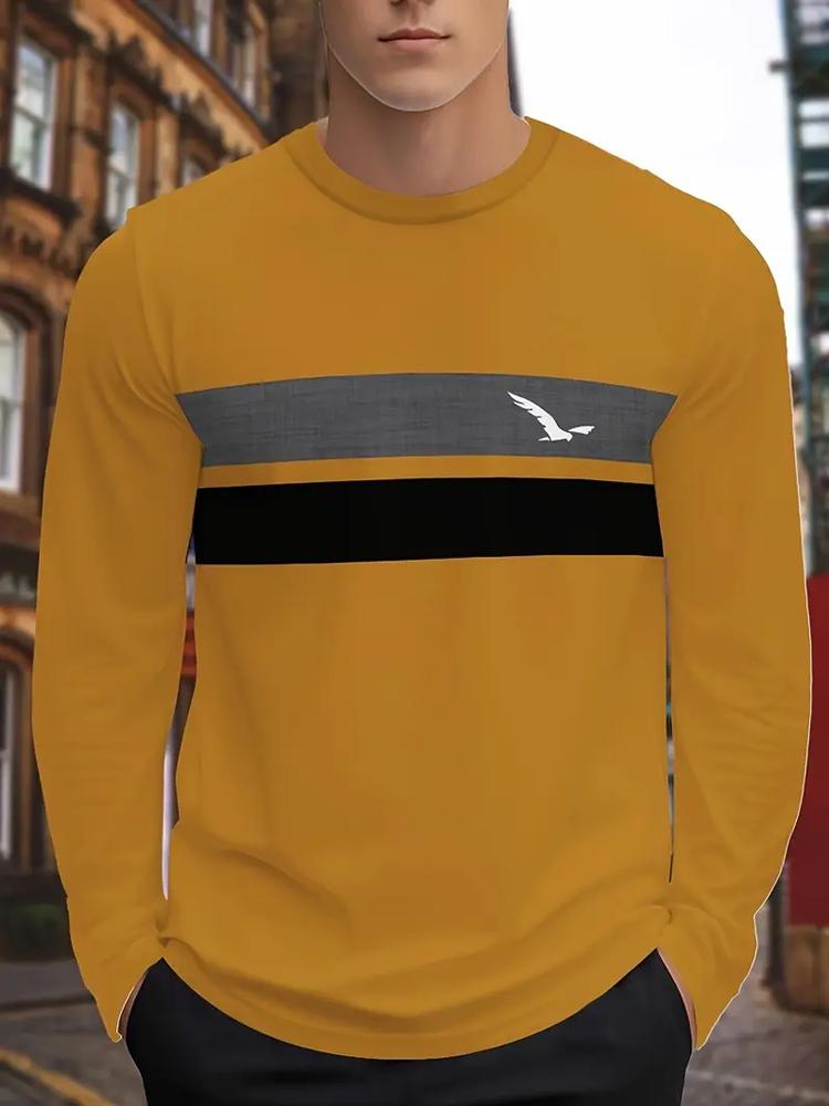 

Men s Casual Round Neck Long Sleeve T Shirt S помаранчевий