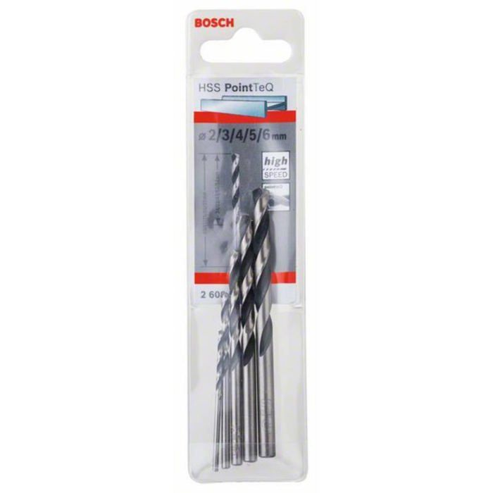 Bosch Forets hélicoïdaux HSS PointTeQ, set de 5 pièces - 2608577345
