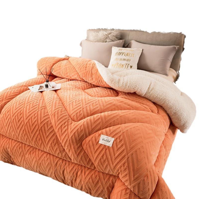 Thickened Lambswool Cotton Quilt - Warm, Double-Sided for Single Dormitory, Ideal for Winter, Spring, and Autumn