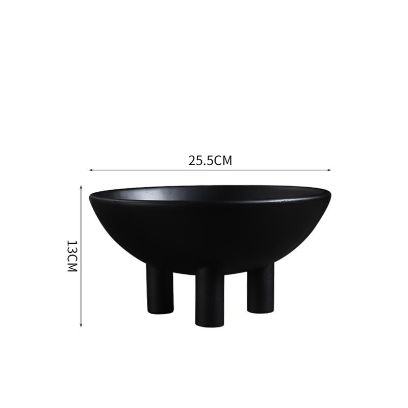 Ceramic Plate Tray Black and White Tall Fruit Bowl Flowerpot Desktop Storage Organization Decorative Figurines Home Decoration
