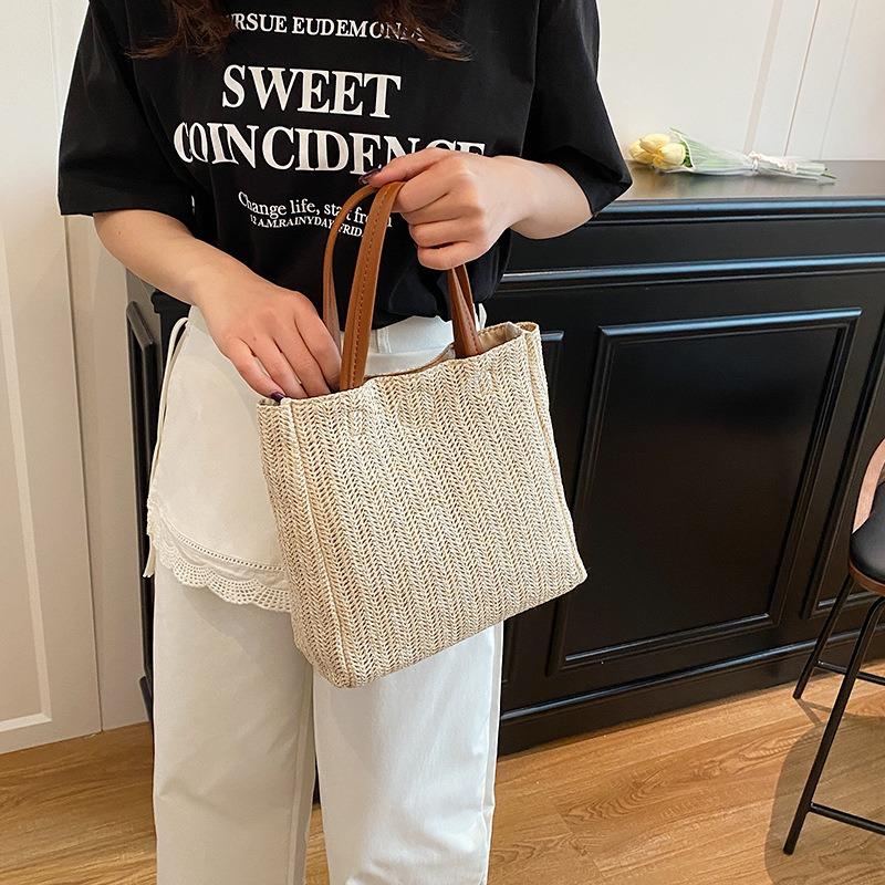 Summer New Woven Women's Large-capacity Portable Tote Bag Popular Casual Shoulder Underarm Bag Seaside Bag