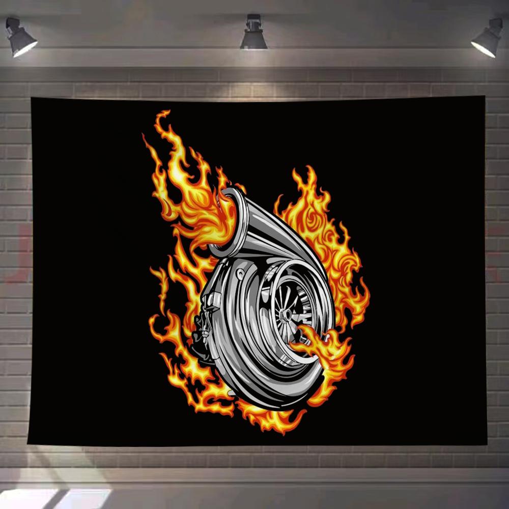 Cool Turbo Tapestry Custom Home Living Room Bedroom Wall Decor Wallpaper Backdrop Cloth With Clips