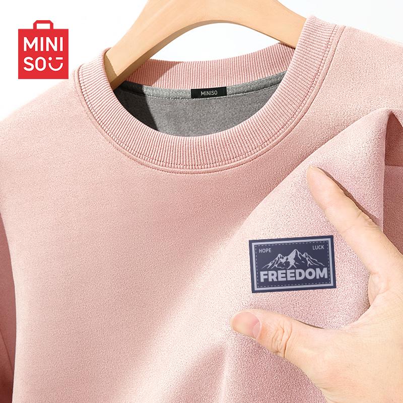 

MINISO Мужской свитшот с круглым вырезом на флисовой подкладке из американской замши 3XL