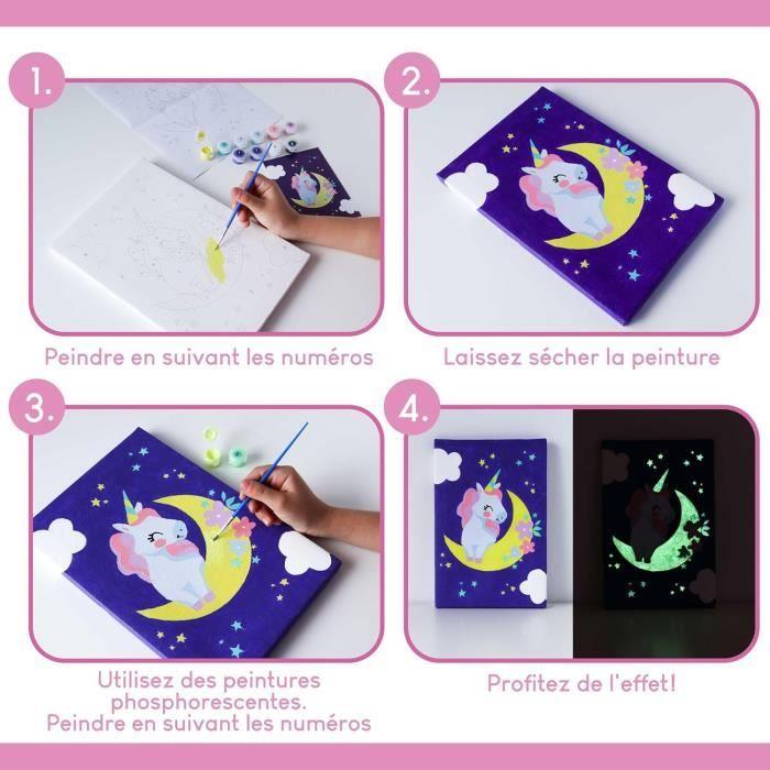 BONNYCO Peinture Numero Enfant Licornes,Lot 3 Toiles Cadeau Fille Garcon,Kits De Loisirs Créatifs,Activites Manuelles Pour Enfant