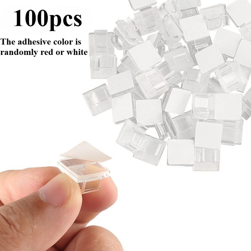 100pcs Adhesive Cable Clip-Self-Stick Cord Organizer with Strong Adhesive Backing,Plastic-like Hold for String Lights,Wall Wires