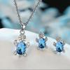 3pcs Silver-plated Necklace Earrings Set Ladies Light Luxury Fashion Style Turtle Shape with Multi Color Glass Diamond