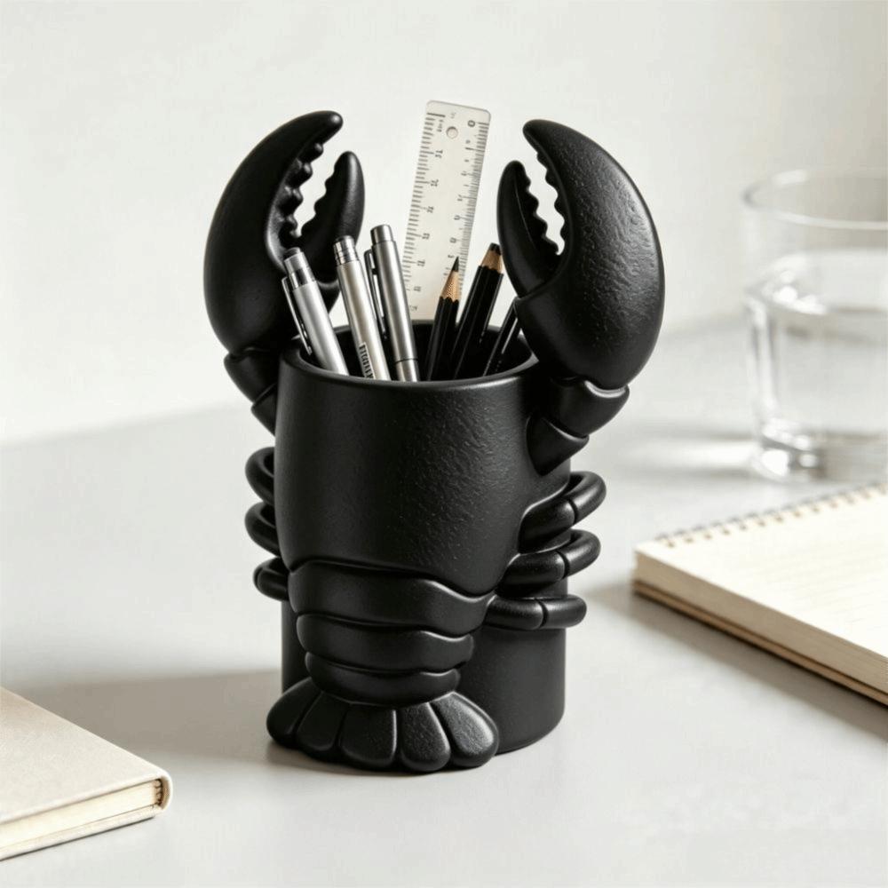 Plastic Pencil Holder 3D Printed Cosmetic Brush Holder Lobster-Shaped Pen Holder Office Decor