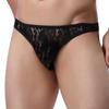 Mens  Underwear Lace Thong Enhance Pouch Patchwork G-String Briefs Pants