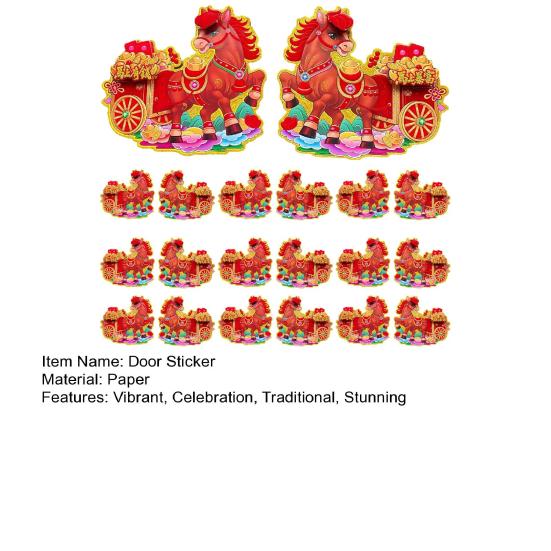 10 Pairs Chinese New Year Door Stickers Zodiac Horse Wall Decals 2026 Year of Horse Couplets for Spring Festival Home Party Decor