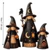 3pcs 2D Flat Crow Witch Statue Set Wooden Desktop Decoration  Home Decoration