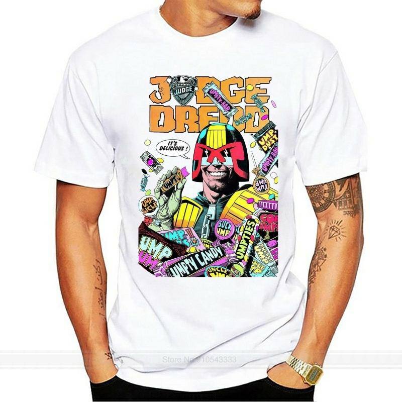 Mens White 2000Ad TShirt Judge Dredd ItS Delicious Tee T Shirt Harajuku Hip Hop Tee Shirt