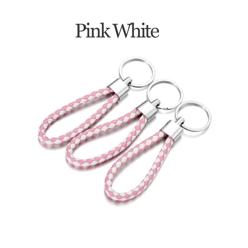 5Pcs/Pack PU Leather Braided Woven Rope Keychain DIY Bag Pendant Key Chain Holder Car Keyring Simple Multiuse Key Holder Gifts