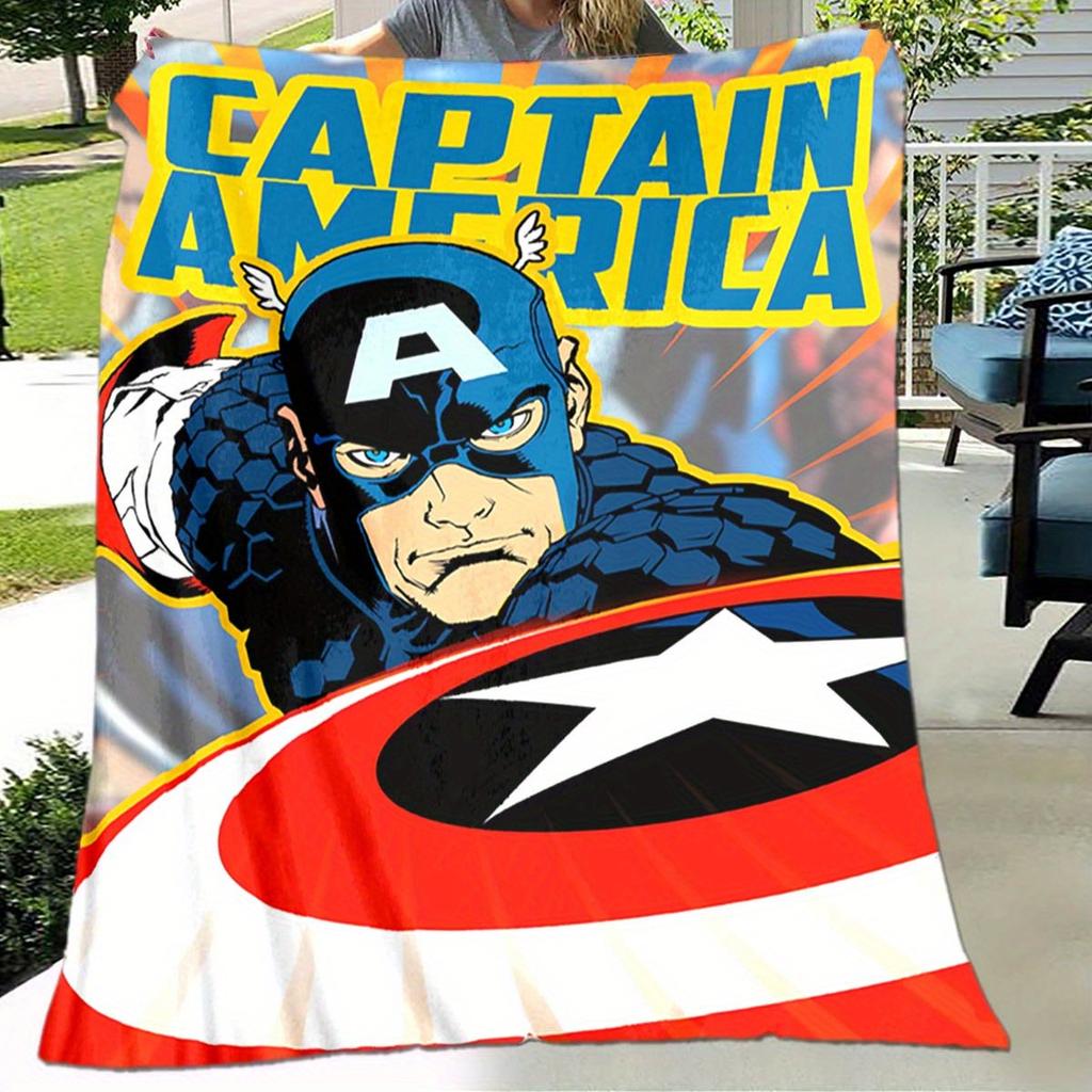 1pc Captain America Printing Cartoon Blanket - Soft, Warm, and Lightweight for Living Room Home Decor, Sofa, Travel, and Four Seasons Use