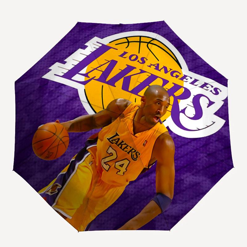 

1 шт. Складной зонт Lakers Kobe с автоматическим открытием/закрытием, ветрозащитная конструкция с 8 ребрами, легкий дорожный зонт для женщин/мужчин 56
