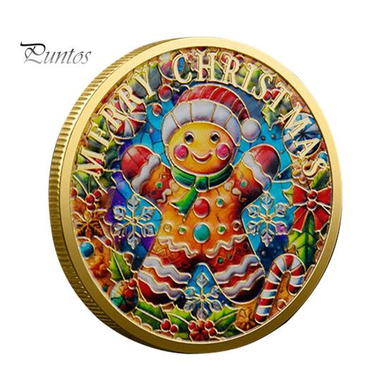 

Різдвяні монети Санта-Клауса Двостороння колекційна монета зі сплаву, кольоровий візерунок, святкова сувенірна монета для коробок на Святвечір, новорічний подарунок L
