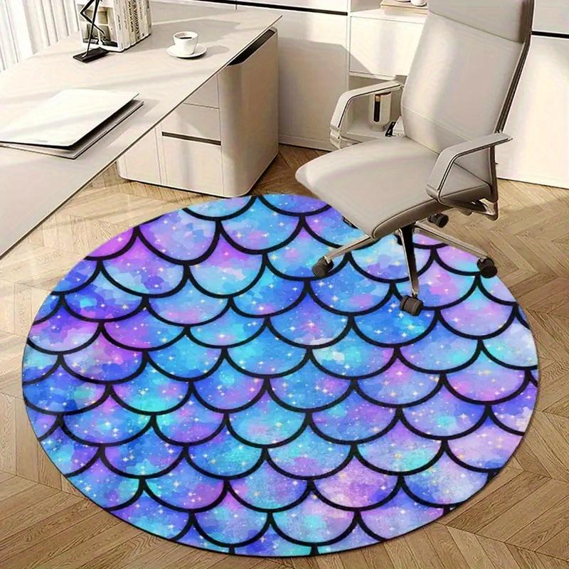 Crystal Velvet carpet2D Flat Print Not 3D Doormat 1pc Mermaid Scale Round Mat- Non-Slip Crystal Velvet Area Mat, Vibrant Purple,
