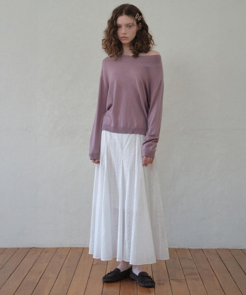 Aueonoseuteljia Lettering Boatneck Knit_Vintage Purple(Oc26Kn17)