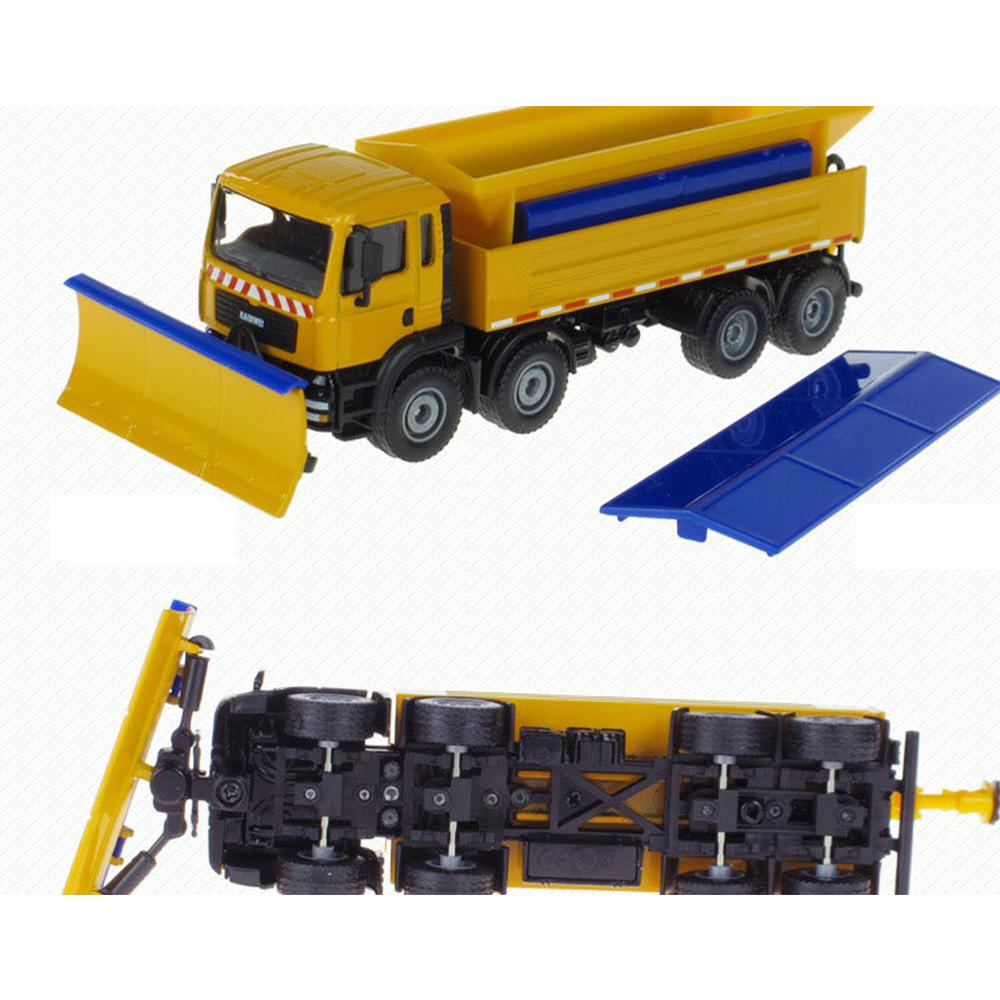 1/50 Toys Car Alloy Model Diecast Snow Sweeper Winter Service Vehicle Removable Cover 8 Wheel Cleaner Tractor Diecast Hobby