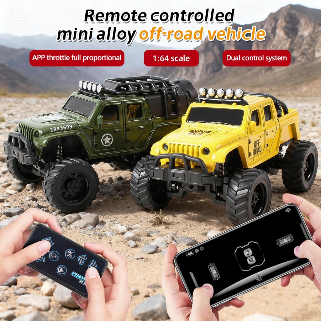 1/64 Desktop Mini Car Alloy R/C Crawler Hobby Remote Control Drift Toy Car For Kids Boys Off-Road Vehicle Model Birthday Gifts