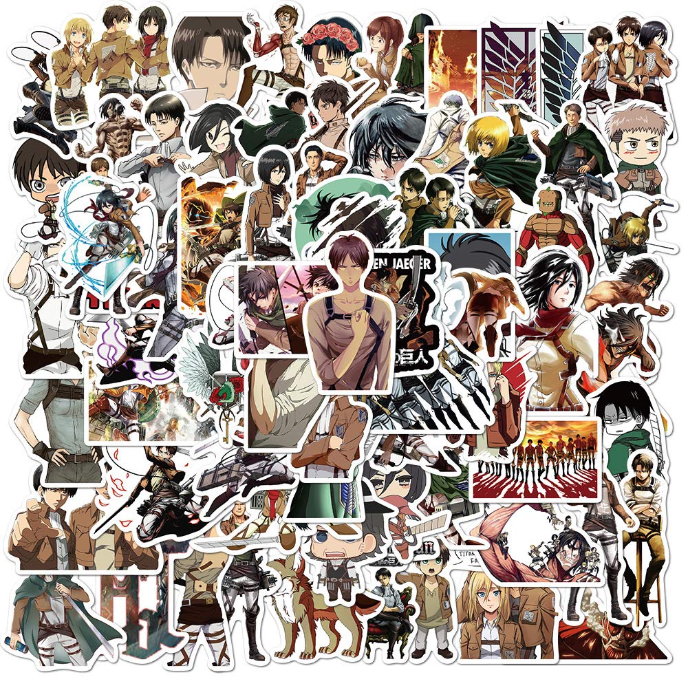 General Store 100-teiliges Attack on Titan-Aufkleber-Set, wasserfest, Kofferaufkleber, wasserdichte Dichtungen, Motorradaufkleber für Sticker Collection Maniacs