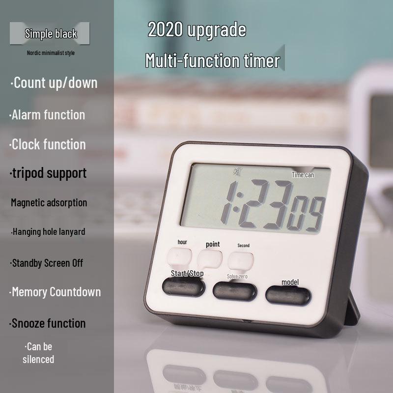 Customizable Kitchen Timer and Alarm Clock with Labeling Option for Students and Silent Mode