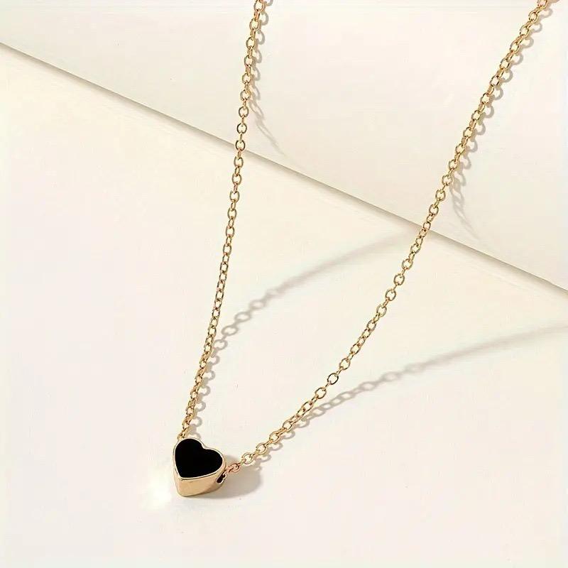 Europäische und amerikanische modische Damen-Halskette mit schwarzem Herz und einfacher Knochenkette als Accessoire