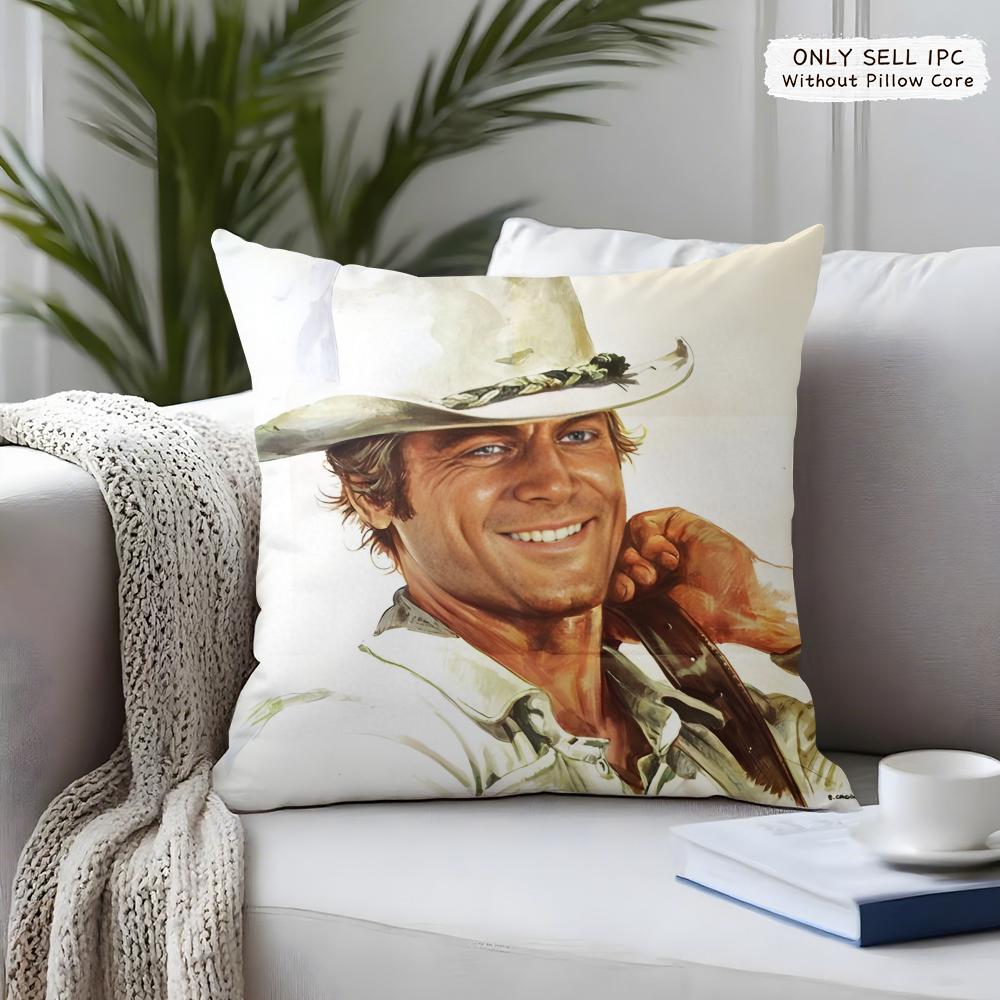 Tterence Hill Bud Spencer Cushion Cover Square Short Plush Pillow Case Living Room Sofa Home Decor Funda X