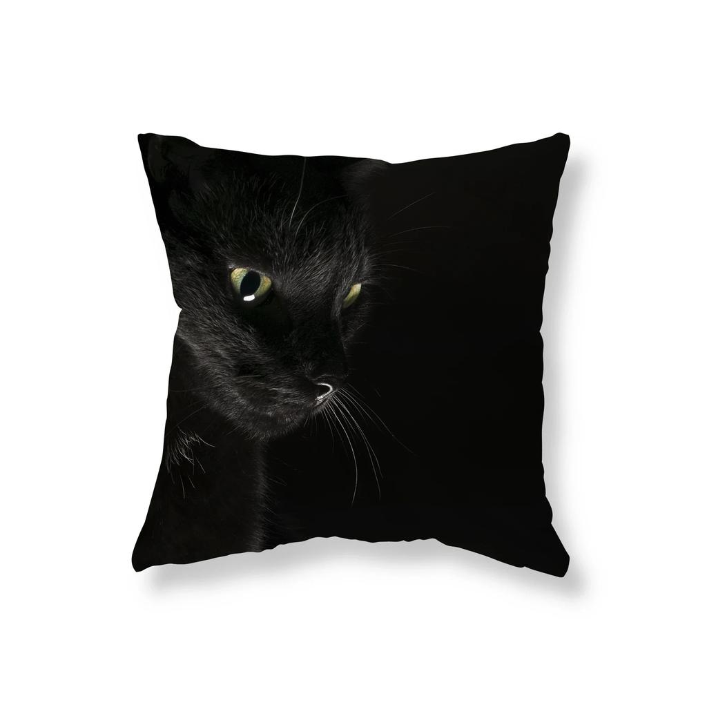 Cute Funny Black Cat Sofa Car Decoration Office Game Chair Cushion Cover Room Home Pillowcase