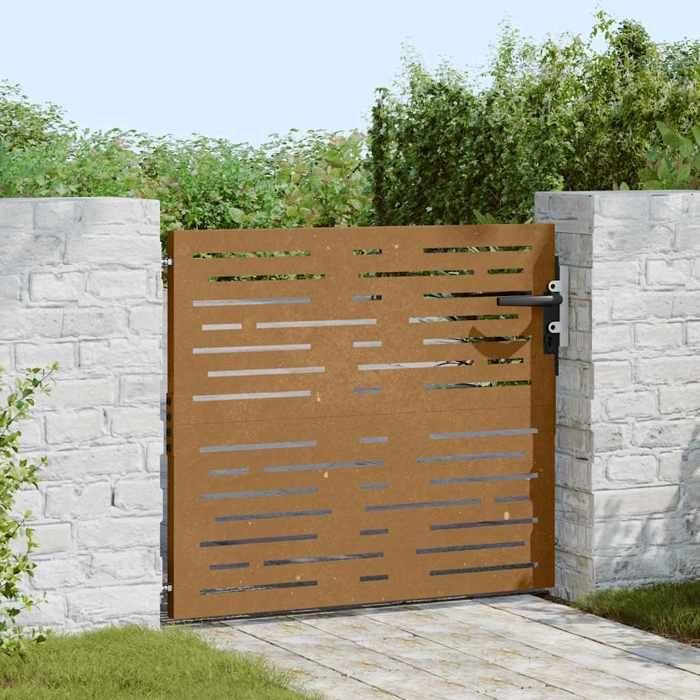 VidaXL Garden Gate, Patio Gate, Security Barrier, Outdoor Door Terrace, 85x100 Cm Corten Steel 153245