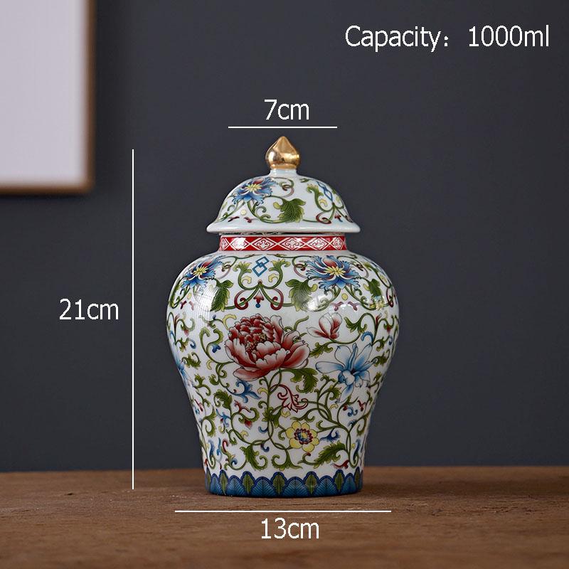 Enamel Color General Jar Ceramic Candy Jar Tea Caddy Cosmetic Containers Classical Porcelain Storage Jars Vintage Home Decor