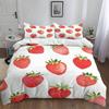 Girls Strawberry Bedding Set 2pcs, Soft Comfy Microfiber Fruit Geometry Reversible Duvet Cover with 1/2 Pillow Cases 75*50CM